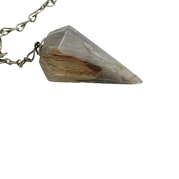 Smokey Quartz Orgone Pendulum Silver Tone Vintage - Picture 3 of 6